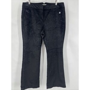 Dress Barn Women's Black Corduroy Boot Cut Pants Size 16 Button Pocket Detail